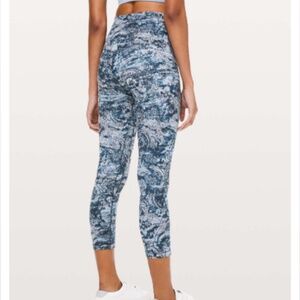 LULULEMON WOMENS ALIGN CROPPED 21" LEGGINGS PAISLEY GLAZE BLUE WHITE SIZE 8